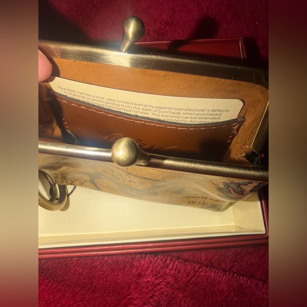 Patricia Nash Map Leather Frame Small Pouch & Key chain, NWT attached to box - Picture 6 of 6